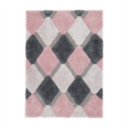 3D Shaggy Blush Rug, Geometric Optical/ (3D) Rug, Modern Shaggy Sparkle Rug For Bedroom, & Dining Room-60Cm X 110Cm - thumbnail 1