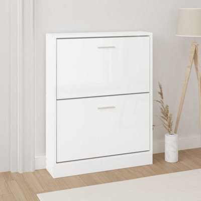 Walplus Shoe Cabinet High Gloss White 59X17X81 Cm Engineered Wood - image 1