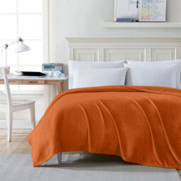 Ameha Fleece Plain Blanket, Lightweight & Reversible Throw For Travel, Bed & Sofa Blanket, Rust Double 150X200Cm - thumbnail 3