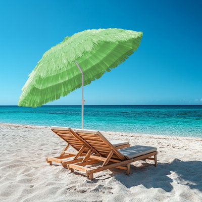 Rinse Bathrooms Hawaiian Parasol Green Beach Parasol Patio Garden Umbrella Sun Shade Tilting 160Cm - image 1