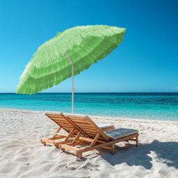 Rinse Bathrooms Hawaiian Parasol Green Beach Parasol Patio Garden Umbrella Sun Shade Tilting 160Cm - thumbnail 1