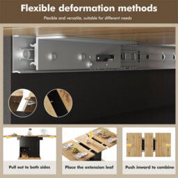 Abrihome Extending Kitchen Table (110-140X80 Cm), With Wine Rack, Foldable Design With Snack Shelf, For 6 People - thumbnail 2