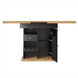 Abrihome Extending Kitchen Table (110-140X80 Cm), With Wine Rack, Foldable Design With Snack Shelf, For 6 People - thumbnail 6