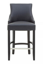 Orsina Black Bar Stool With High Back, Velvet Seat Breakfast Bar Chair, Kitchen Stool With Footrest, Chair For Bar - thumbnail 2