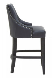 Orsina Black Bar Stool With High Back, Velvet Seat Breakfast Bar Chair, Kitchen Stool With Footrest, Chair For Bar - thumbnail 3