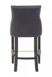 Orsina Black Bar Stool With High Back, Velvet Seat Breakfast Bar Chair, Kitchen Stool With Footrest, Chair For Bar - thumbnail 4