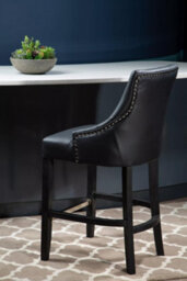 Orsina Black Bar Stool With High Back, Velvet Seat Breakfast Bar Chair, Kitchen Stool With Footrest, Chair For Bar - thumbnail 5