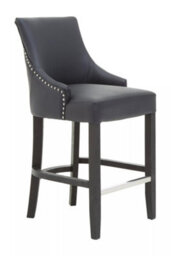Orsina Black Bar Stool With High Back, Velvet Seat Breakfast Bar Chair, Kitchen Stool With Footrest, Chair For Bar