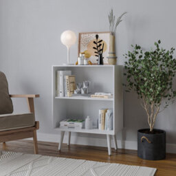 Urbn-Living Urbnliving 60Cm Height 2 Tier White Wooden Storage Bookcase Shelf With White Legs - thumbnail 1