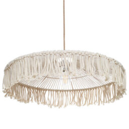 Beliani Handcrafted Boho Tassel Pendant Lamp, Hand-Woven Paper Rope Ceiling Light, Beige, 60 X 60 X 15 Cm - thumbnail 3