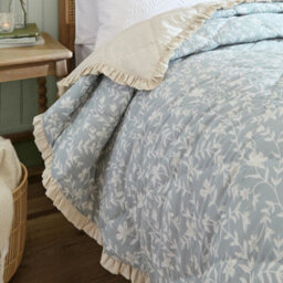 Wylder Amelia 100% Cotton Floral Quilted Bedspread, Seafoam Blue, 240 X 260 Cm - thumbnail 2