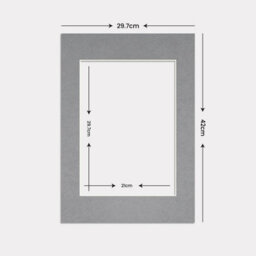 Ak Frames A3 Mid Grey Picture Mounts To Fit A4 Aperture Size - Mount Board Only (No Frame Included) - thumbnail 3