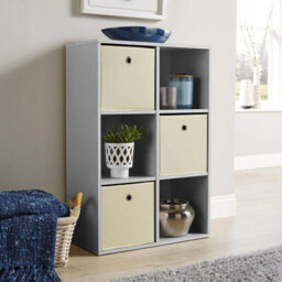 Grey Storage Cube 6 Shelf Bookcase Wooden Display Unit Organiser Furniture - thumbnail 3