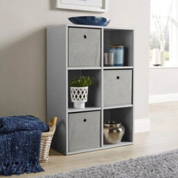 Grey Storage Cube 6 Shelf Bookcase Wooden Display Unit Organiser Furniture - thumbnail 2