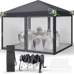 3X3(M) Pop Up Gazebo Party Tent With Netting Height Adjustable Wedding Canopy - thumbnail 1