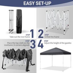 3X3(M) Pop Up Gazebo Party Tent With Netting Height Adjustable Wedding Canopy - thumbnail 5