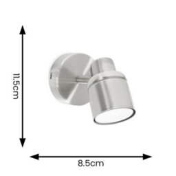 Valuelights Benton Chrome Single Ip44 Bathroom Wall Spotlight And Cool Bulb - thumbnail 8