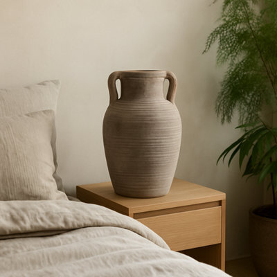 Wyld Haus Meadowhaze Stoneware Amphora Tall Vase In Soft Grey With Handles - image 1