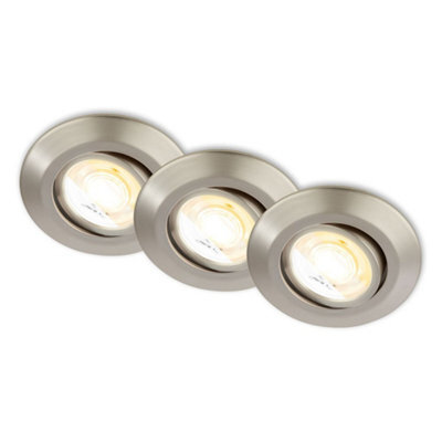Briloner Nickel Matt Set Of 3 Led Recessed Lights Downlights 90mm Cct Tilt 4.9W - image 1