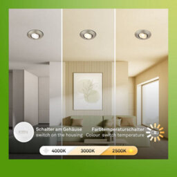Briloner Nickel Matt Set Of 3 Led Recessed Lights Downlights 90mm Cct Tilt 4.9W - thumbnail 4