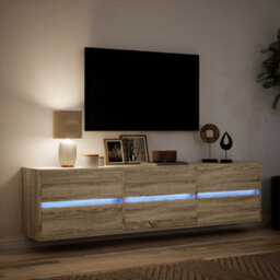 Berkfield Tv Wall Cabinet With Led Sonoma Oak 180X31X45 Cm - thumbnail 5