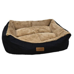Huggle Pets Hugglepets Luxury Black & Oatmeal Plush Dog Small Lounger Bed - thumbnail 2