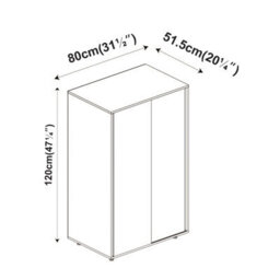 Urbn-Living Urbnliving 240Cm Height Oak Carcass With 2 Sliding Black Doors Wardrobe Bedroom Storage Closet Hanging Rail Cupboard Unit - thumbnail 5