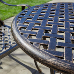 Home Source Aspen Brown Aluminium Frame Outdoor Garden Patio Lattice Table And 2 Chairs Bistro Set - thumbnail 4