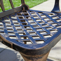 Home Source Aspen Brown Aluminium Frame Outdoor Garden Patio Lattice Table And 2 Chairs Bistro Set - thumbnail 5