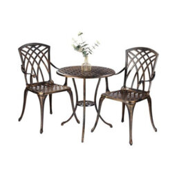 Home Source Aspen Brown Aluminium Frame Outdoor Garden Patio Lattice Table And 2 Chairs Bistro Set - thumbnail 7