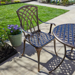 Home Source Aspen Brown Aluminium Frame Outdoor Garden Patio Lattice Table And 2 Chairs Bistro Set - thumbnail 2