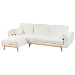 Corner Sofa Bed KAARINA Fabric White Right Hand - thumbnail 2