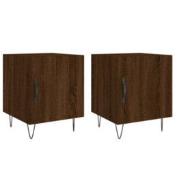 Berkfield Bedside Cabinets 2 Pcs Brown Oak 40X40X50 Cm Engineered Wood - thumbnail 2