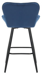Lamboro Varenna Bar Stool, Velvet Kitchen Breakfast Bar Chair, Button-Tufted Backrest, Armrests, Padded Seat & Black Legs, Blue - thumbnail 5