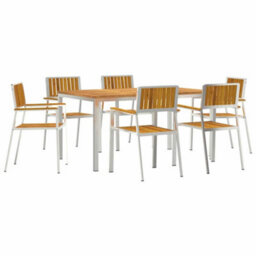 Berkfield Garden Dining Set 7 Pcs Brown Solid Acacia Wood - thumbnail 2