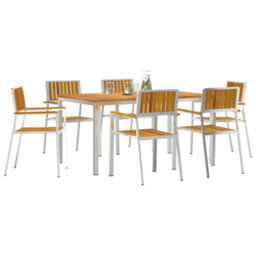 Berkfield Garden Dining Set 7 Pcs Brown Solid Acacia Wood - thumbnail 3