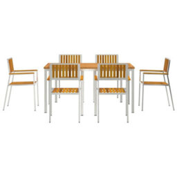 Berkfield Garden Dining Set 7 Pcs Brown Solid Acacia Wood - thumbnail 7