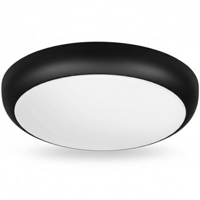 HARLED Halo Bulkhead Black Standard Ceiling Light/wall Light Ip65 Switchable Wattage 12W-15W-18W - image 1