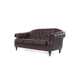 Chesterfield 3 Seater Sofa Settee Antique Oxblood Red Real Leather In Victoria Style - thumbnail 3