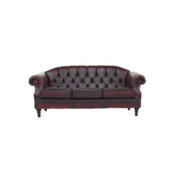 Chesterfield 3 Seater Sofa Settee Antique Oxblood Red Real Leather In Victoria Style - thumbnail 2