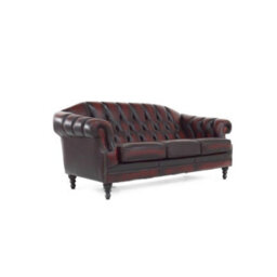 Chesterfield 3 Seater Sofa Settee Antique Oxblood Red Real Leather In Victoria Style - thumbnail 4