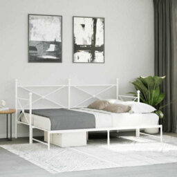 Berkfield Daybed With Trundle Without Mattress White 90X190 Cm Steel - thumbnail 3