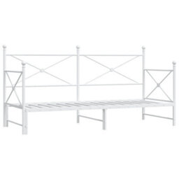Berkfield Daybed With Trundle Without Mattress White 90X190 Cm Steel - thumbnail 2