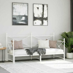 Berkfield Daybed With Trundle Without Mattress White 90X190 Cm Steel - thumbnail 4