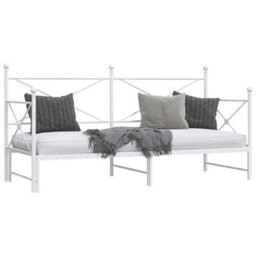 Berkfield Daybed With Trundle Without Mattress White 90X190 Cm Steel - thumbnail 5