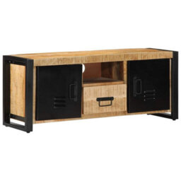 Berkfield Industrial Tv Cabinet 100X30X40 Cm Solid Rough Wood Mango - thumbnail 2