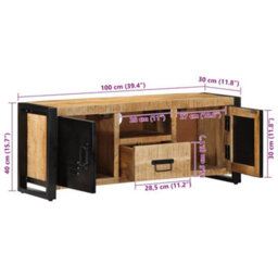 Berkfield Industrial Tv Cabinet 100X30X40 Cm Solid Rough Wood Mango - thumbnail 9