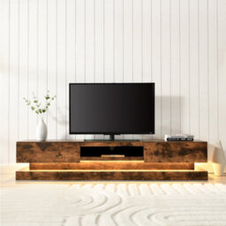 Furniture in Fashion Step Wooden Tv Stand In Rustic Oak With Led Lighting - thumbnail 2