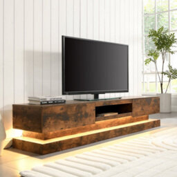 Furniture in Fashion Step Wooden Tv Stand In Rustic Oak With Led Lighting - thumbnail 1