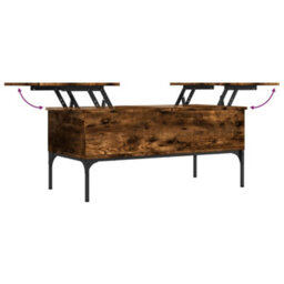 Berkfield Coffee Table Smoked Oak 100X50X45 Cm Engineered Wood And Metal - thumbnail 8